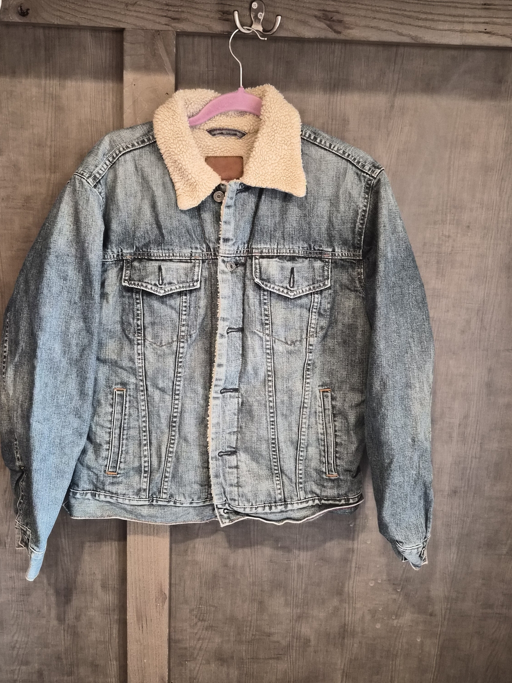 GAP Light Blue Denim Sherpa Collar Jacket